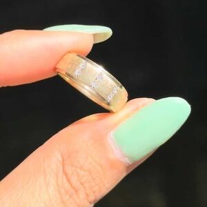 14k Solid Gold Ring with Diamond Accents